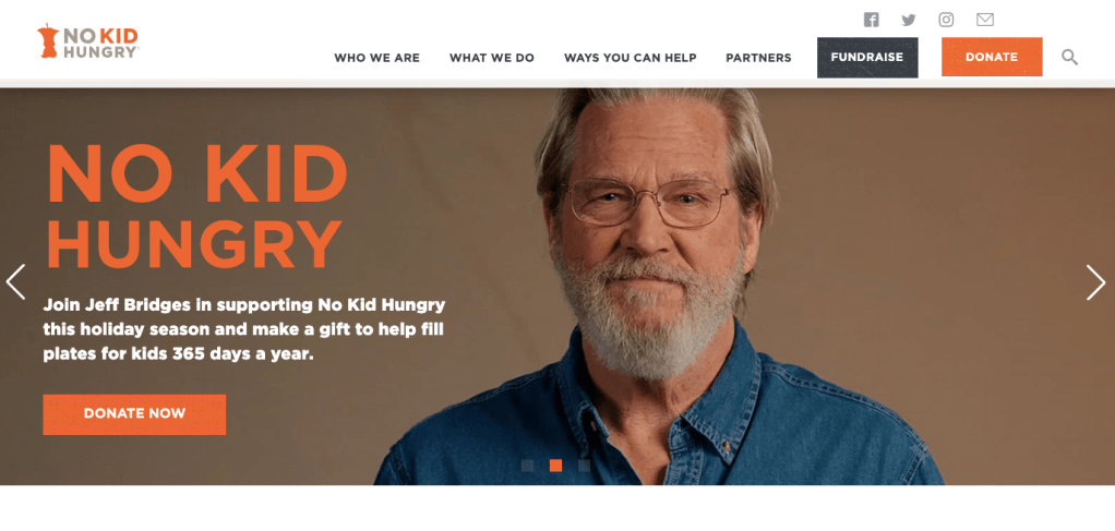 No Kid Hungry Website Redesign, Jeff Bridges, Lemon Water Collective